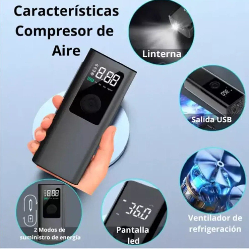 Inflador De Llantas Compresor Portatil