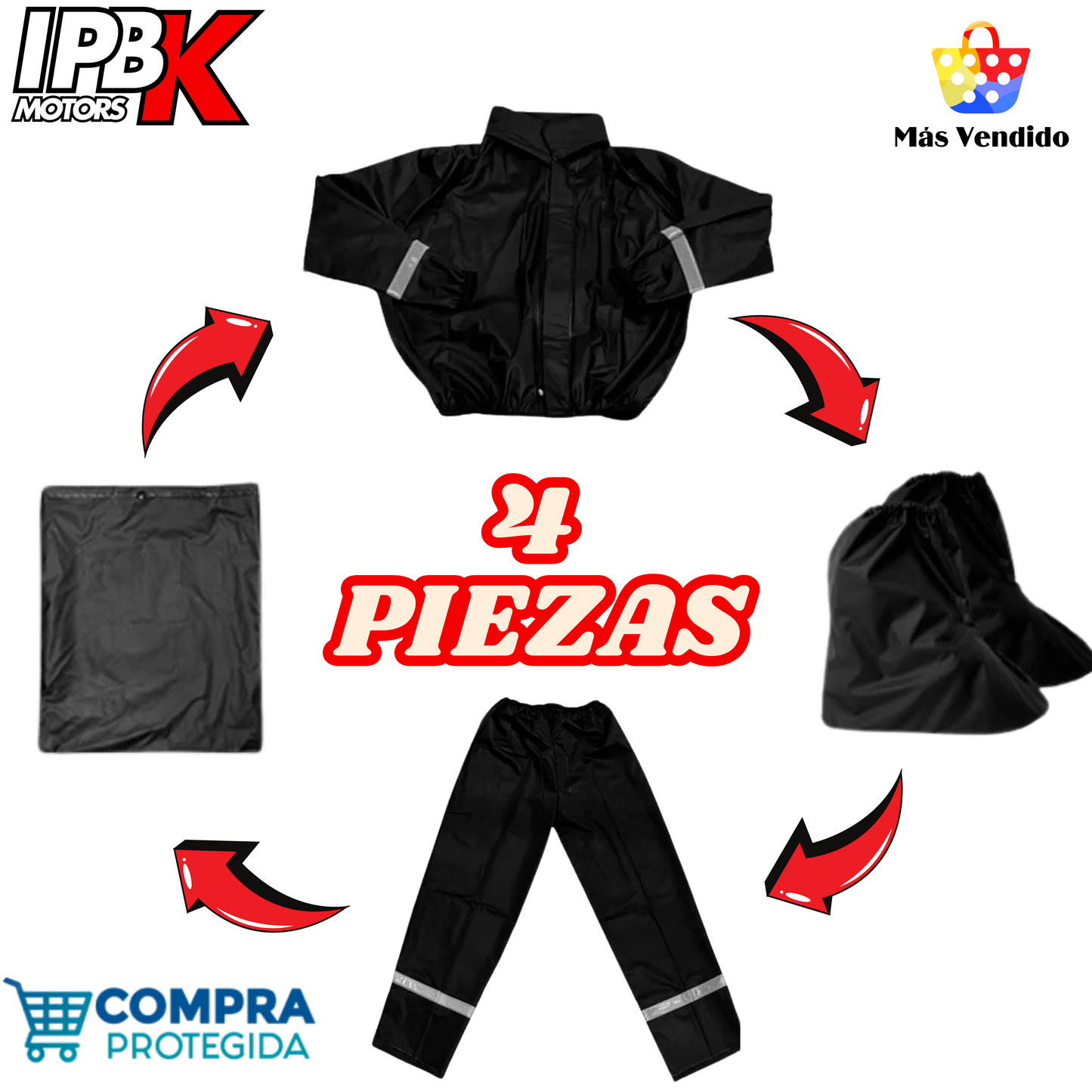 Impermeable 4 piezas moto bici patineta