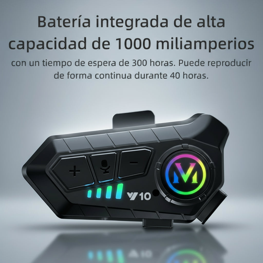 Intercomunicador Y10 Moto,, Llamadas, Música GPS sin Soltar el Manubrio  (PASAMONTAÑAS GRATIS)