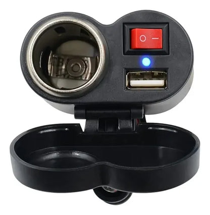 🔌 Cargador para Moto con Puerto USB + Encendedor de Cigarrera