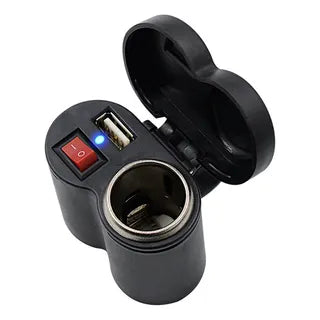 🔌 Cargador para Moto con Puerto USB + Encendedor de Cigarrera
