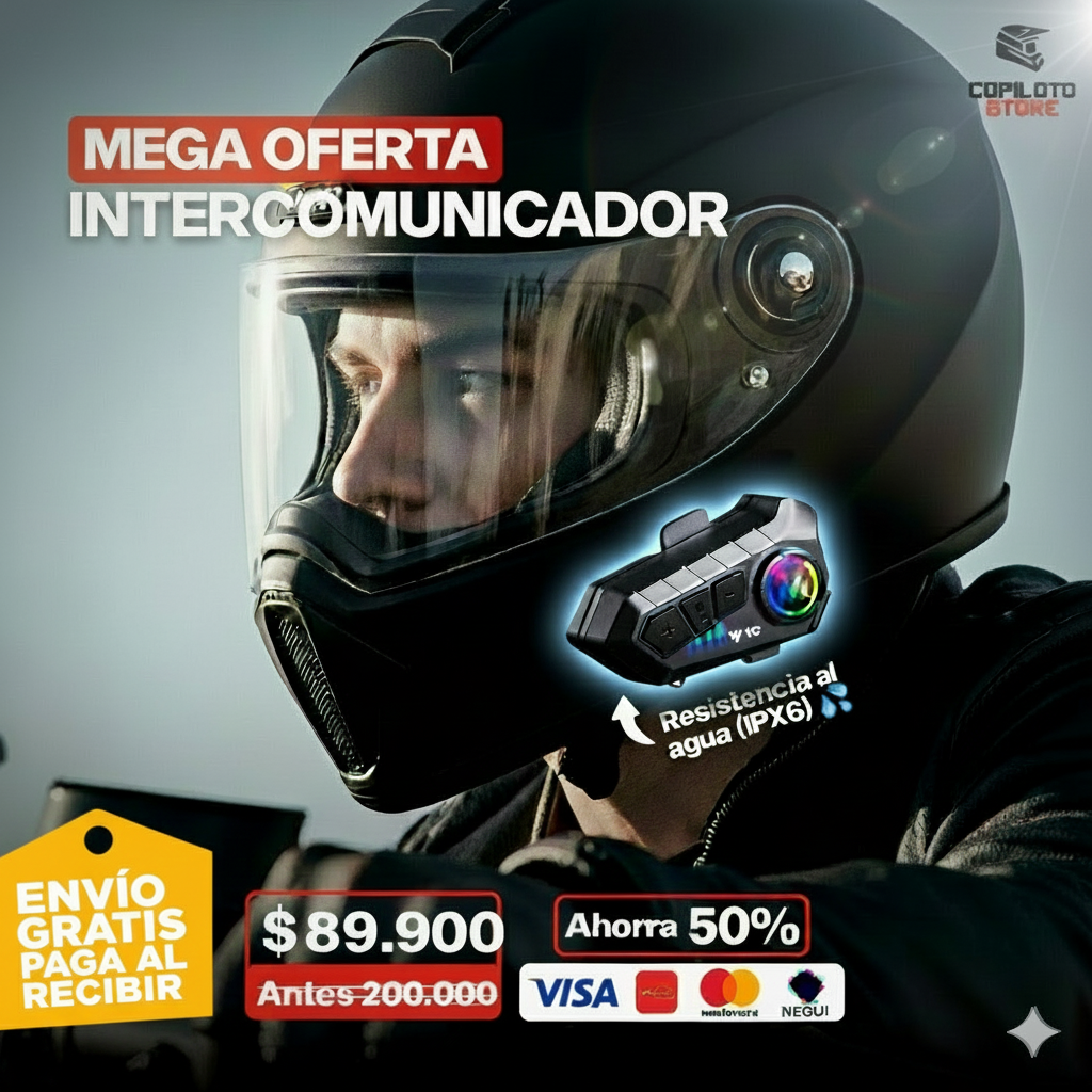 Intercomunicador Y10 Moto,, Llamadas, Música GPS sin Soltar el Manubrio  (PASAMONTAÑAS GRATIS)