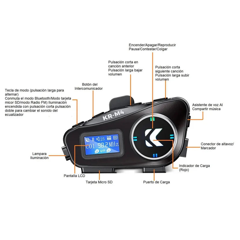 Intercomunicador Para Casco Moto KR-M4